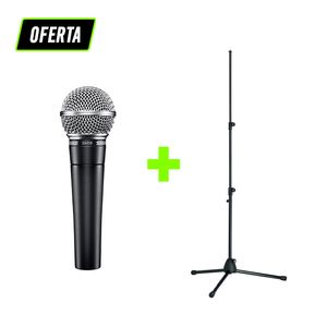 Paquete de 1 micrófono SM58 + Stand para micrófono color negro