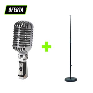 Paquete de 1 micrófono Shure 55SH Series II + Pedestal para microfono 5/8