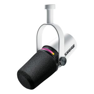 Micrófono dinámico para podcast MV7+ White, conexión USB/XLR